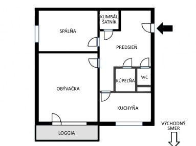 2 izbový byt, loggia, kumbál, Jenisejská, Košice 7/9 p.